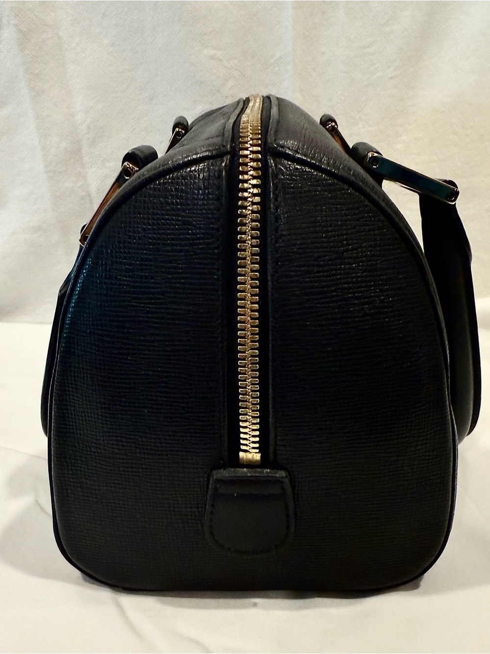 MCM Black Saffiano Textured Leather Boston Bag with Gold Hardware - Picture 5 of 10